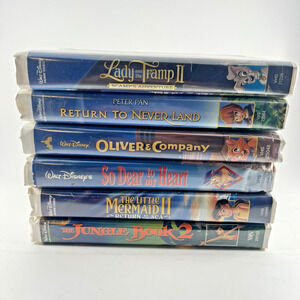 Disney VHS Movie Lot 6x Family Films Mixed Titles Clamshell